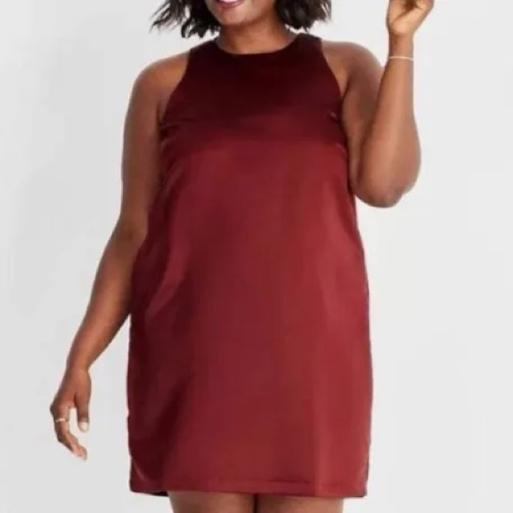 Future Collective Target Burgundy Satin Shift Dress XXL NWT Sleeveless